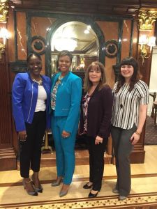 Pictured from left to right: Fallon Ager-Nelson (Women’s Network Recorder), Assembly Member Shavonda Sumter, Sherry van Dyk and Nikki Kateman (Region 1 Coordinators) 